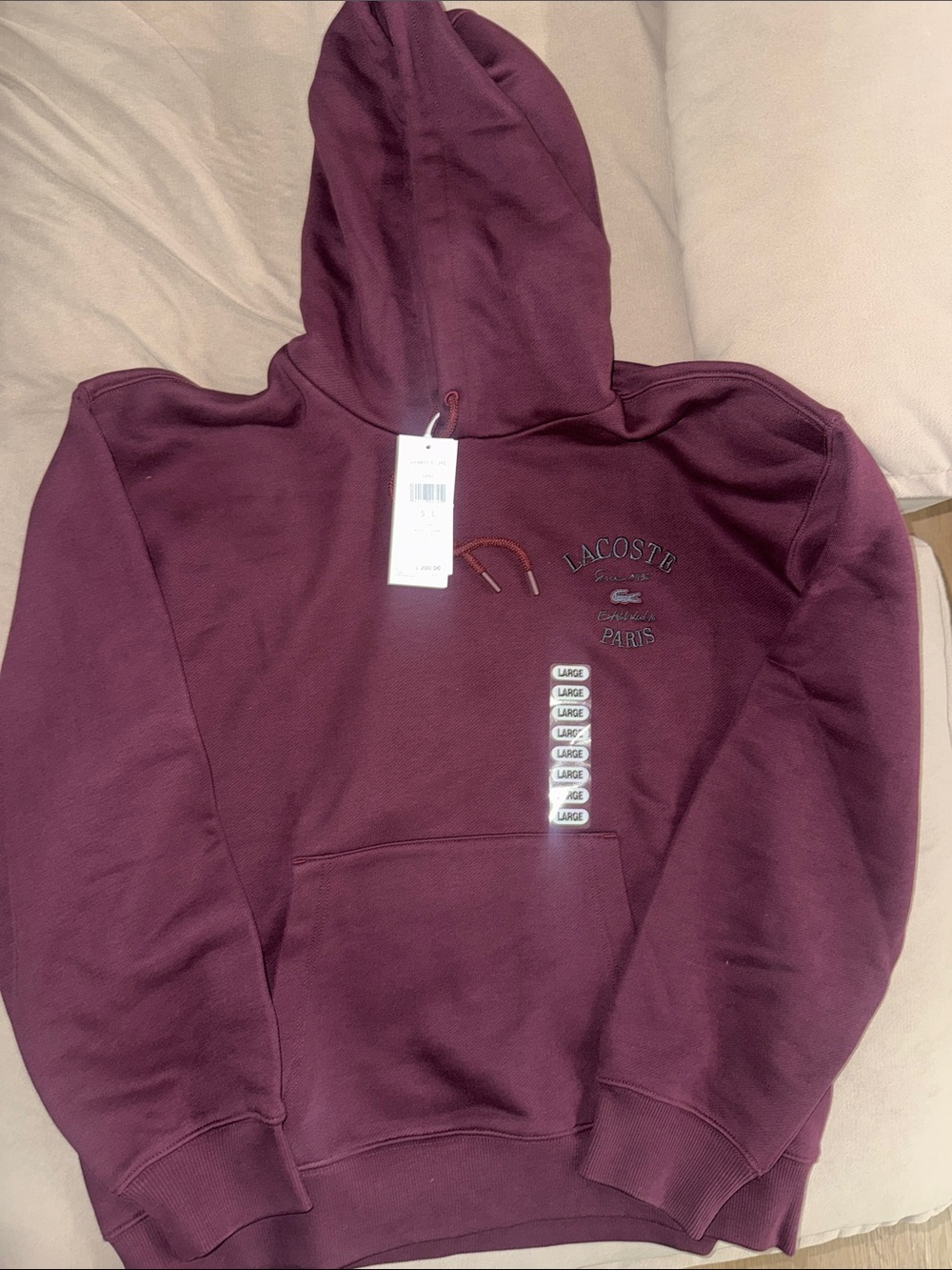 Lacoste Men’s Crewneck Hoodie - Burgundy
